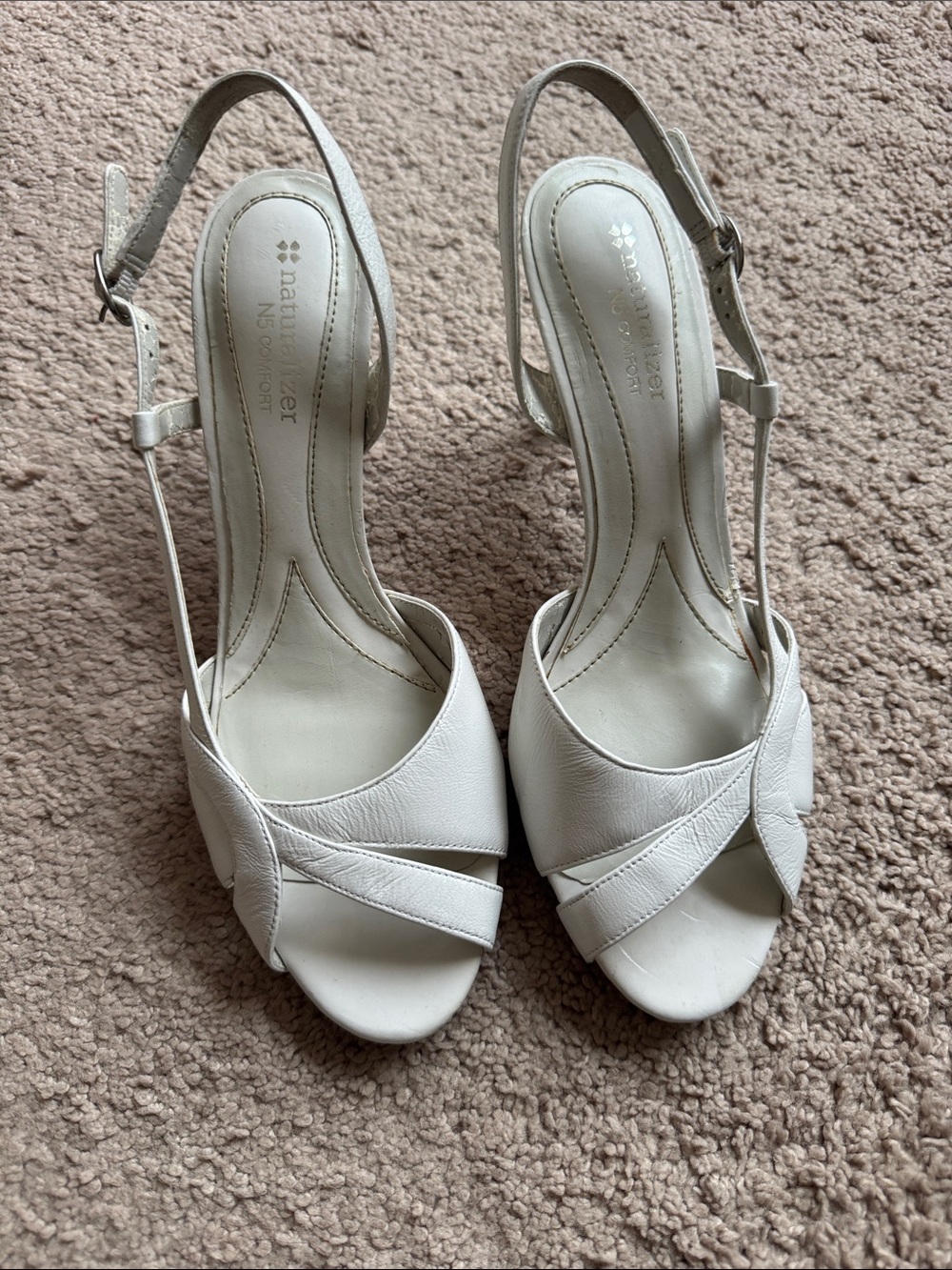 Naturalizer Ivory Leather Slingback Heels